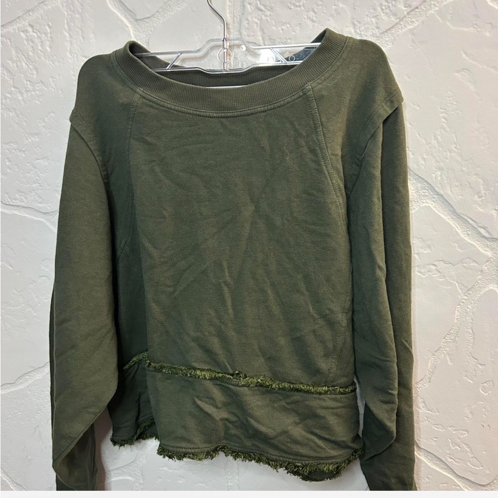 Free People Forest Green Long Sleeve Top
